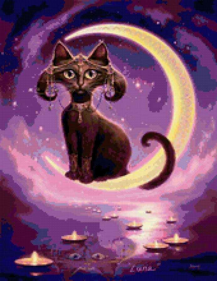 котэ на луне - месяц, кот, животные - предпросмотр