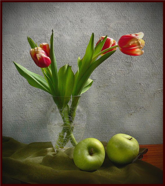 серия "для кухни" - цветы.тюльпаны.фрукты.яблоки - оригинал