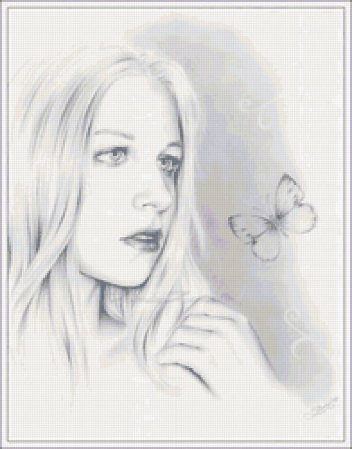 №30389 - бабочка, женский образ, портрет - предпросмотр