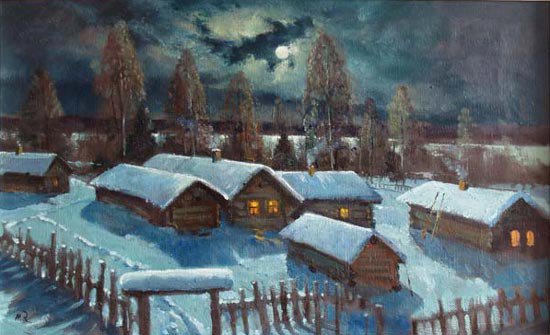 Серия "Пейзаж. Зима" - домик, пейзаж, зима - оригинал