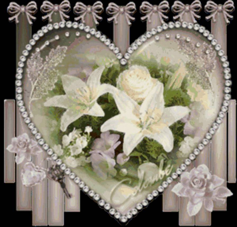 сердце - лилии, букет, природа, натюрморт, цветы - предпросмотр