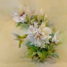 Оригинал схемы вышивки «цветы и колибри» (№30987)