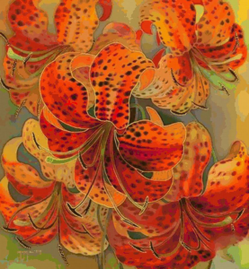 Тигровые лилии - цветы - предпросмотр