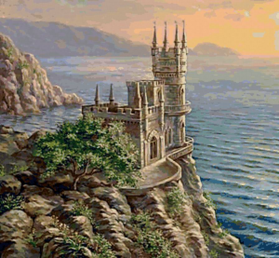 Замок - замок, горы, море - предпросмотр