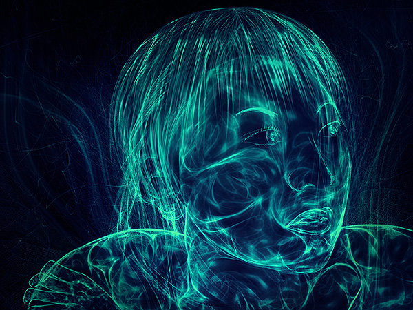 №32065 - монохром, девушка, портрет, фэнтези - оригинал