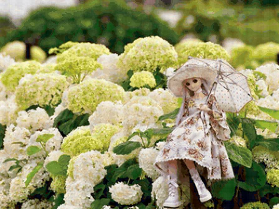 куколка - кукла, лето, цветы, япония - предпросмотр