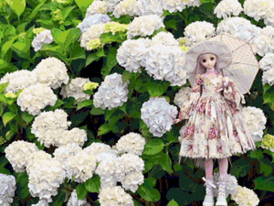 кукла - цветы, кукла, япония, игрушки, лето - предпросмотр