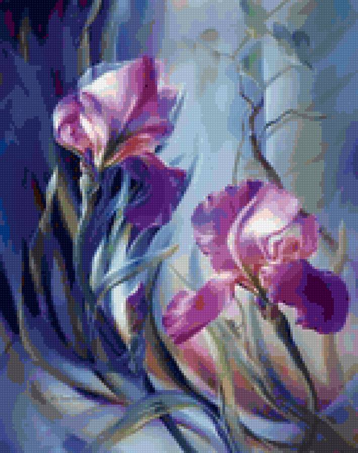 Сиреневые ирисы - ирисы, цветы - предпросмотр
