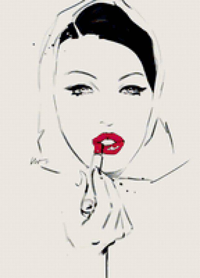 №34131 - лицо, люди, монохром, дувешка, помада - предпросмотр