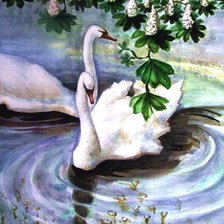 Схема вышивки «Два лебедя»