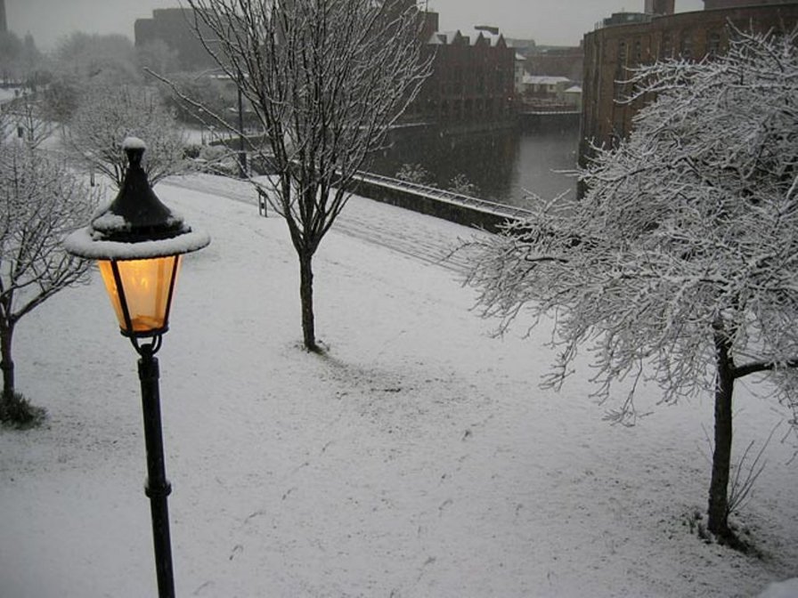 зима - зима, пейзаж, фонарь, природа - оригинал