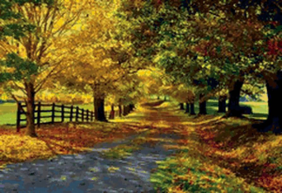 золотая осень - деревья, парк, лес, пейзаж, осень - предпросмотр