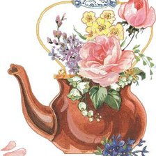 Оригинал схемы вышивки «Чайник с цветами» (№35206)