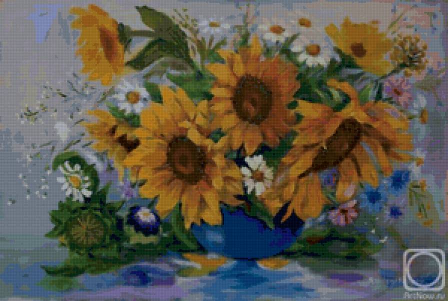 Подсолнухи в вазе - цветы, подсолнухи - предпросмотр