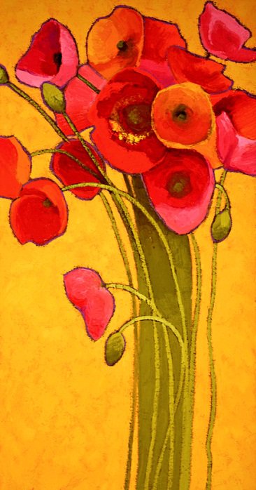 Маки на желтом - цветы, маки - оригинал
