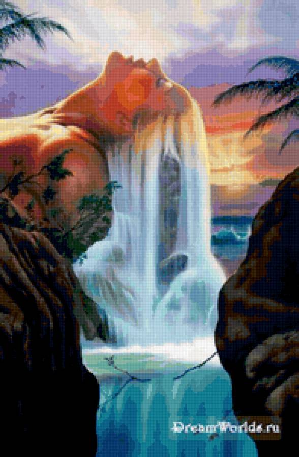 женщина-водопад - пейзаж - предпросмотр