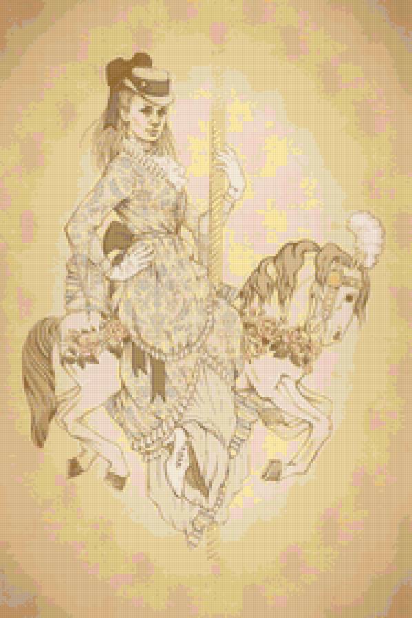 карусель - девушка, леди, карусель, дама, люди, монохром, лошадь - предпросмотр