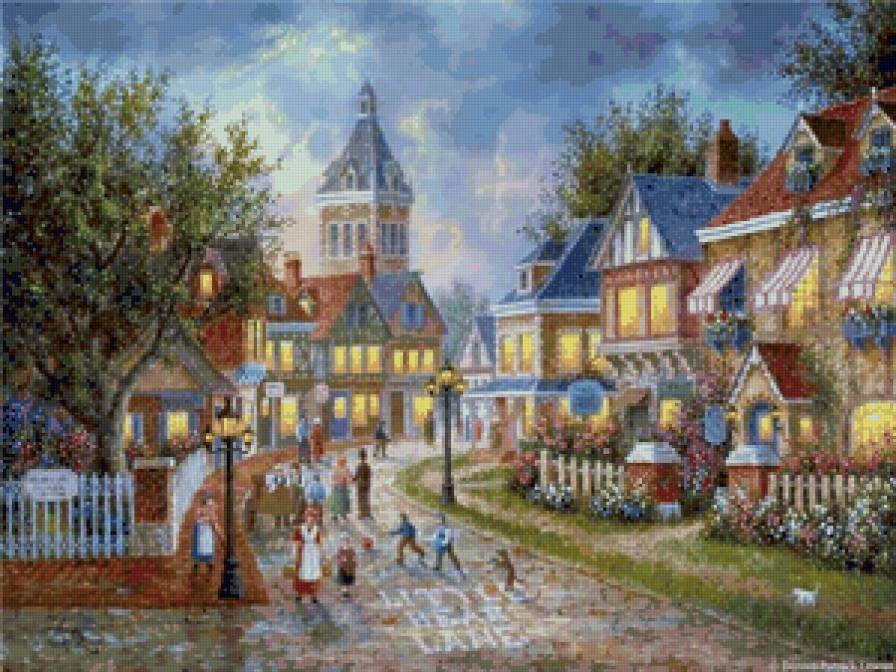 Серия "Пейзажи" - дорога, домик, пейзаж - предпросмотр