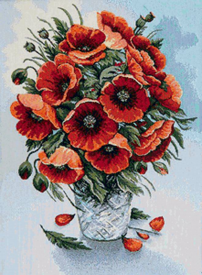 Маков цвет - цветы, маки, натюрморт, живопись, картина - предпросмотр