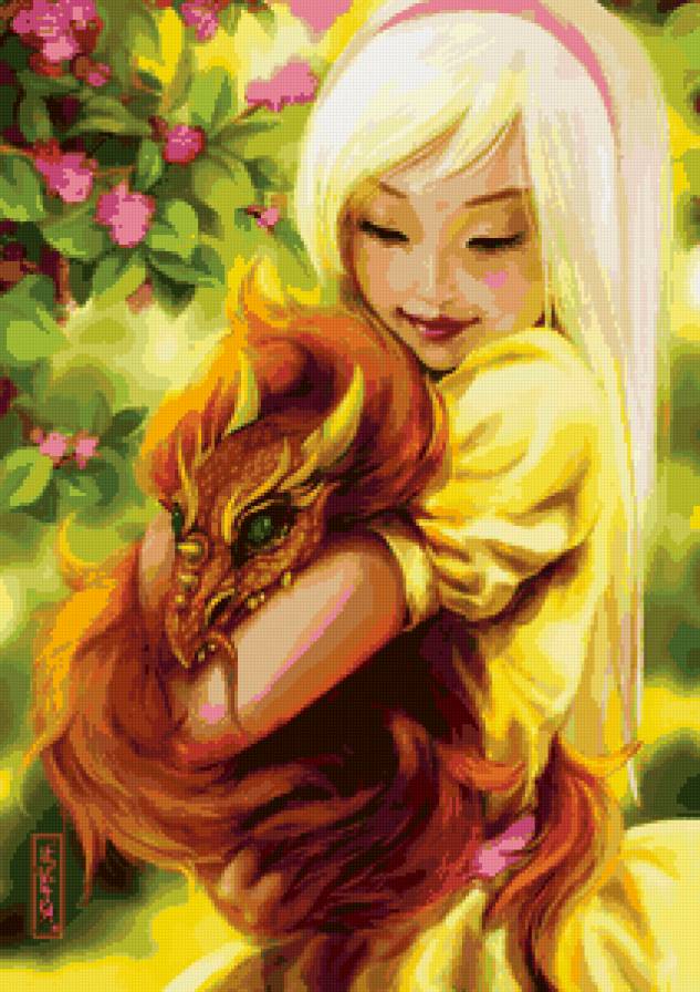 летний дракон - девушка, дракон - предпросмотр