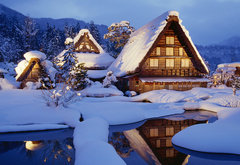 зимний пейзаж - домик, снег, зима, пейзаж, природа - оригинал