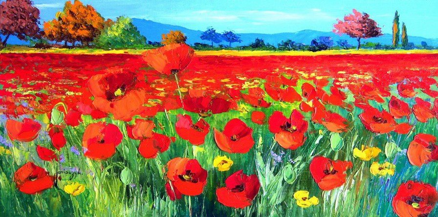 маковое поле - пейзаж - оригинал