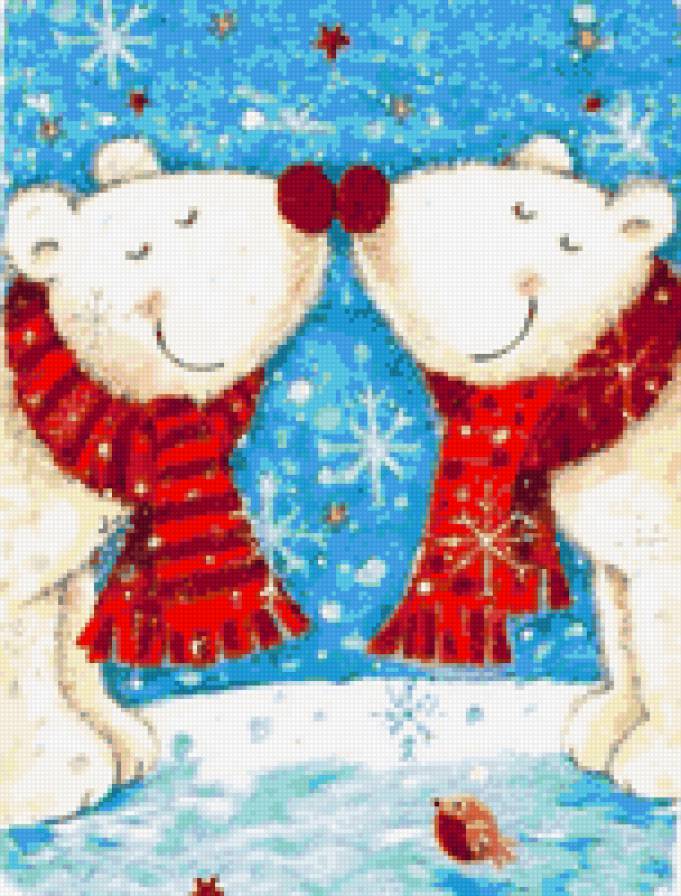 Белые медведи - зима, рождество, мишки, белые медведи, медведи, медвежата - предпросмотр