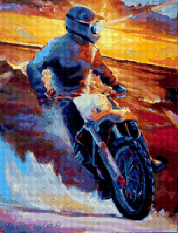 Мотоциклист - мото, мотоциклист, закат - предпросмотр