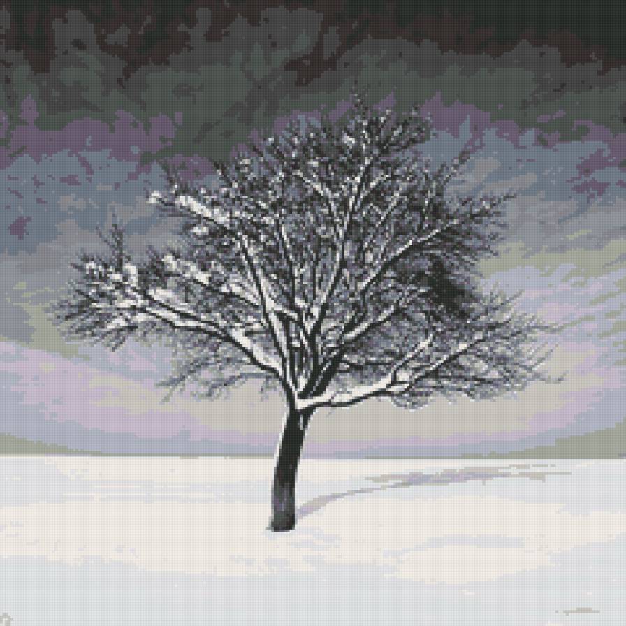 графика - графика, черно-белое, зима, природа, дерево - предпросмотр