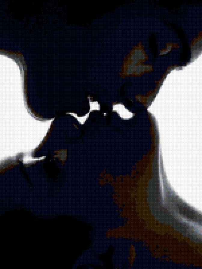 поцелуй - любовь, черно-белое, двое - предпросмотр