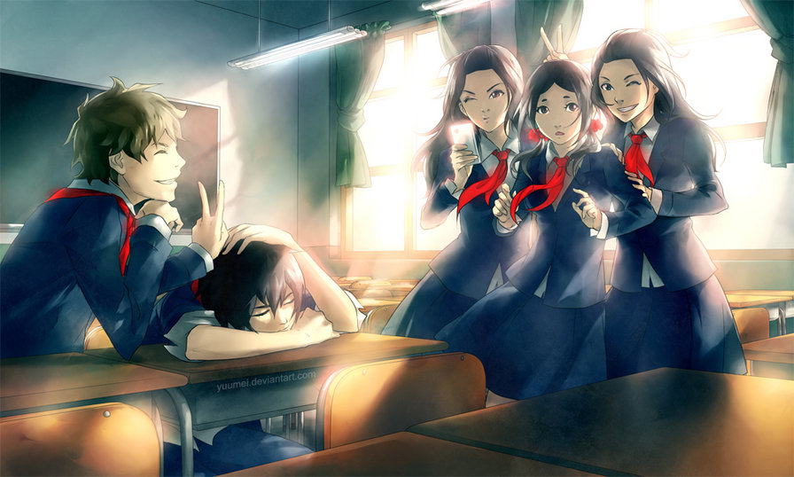 Аниме - школа, девочки, аниме, парни - оригинал