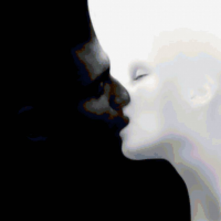 поцелуй - двое, инь-янь, любовь, черно-белое - предпросмотр