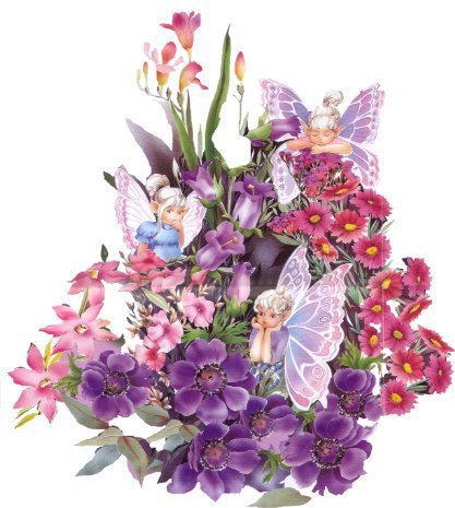 букетик - цветы, цветочки, фейки, фентези, феи, бабочки - оригинал