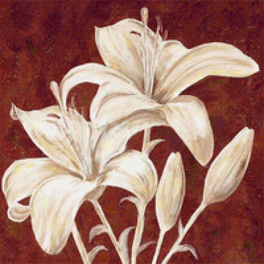 Белые лилии - лилии, цветы, букет, подушка - предпросмотр