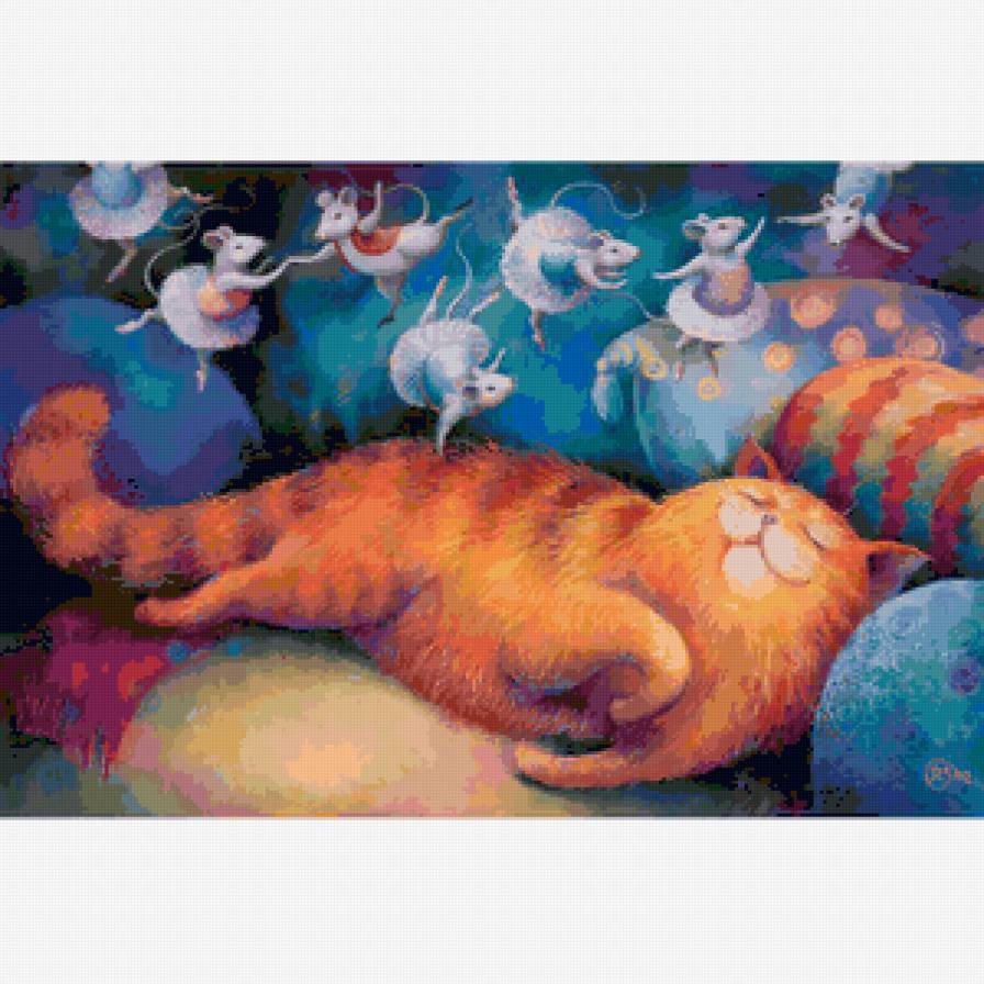 Кот и мыши - мышки, танец, сон, мыши, кот, подушки, балет - предпросмотр
