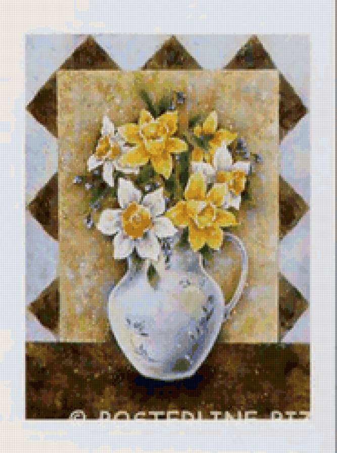 Натюрморт - букет, панно, ваза, цветы - предпросмотр