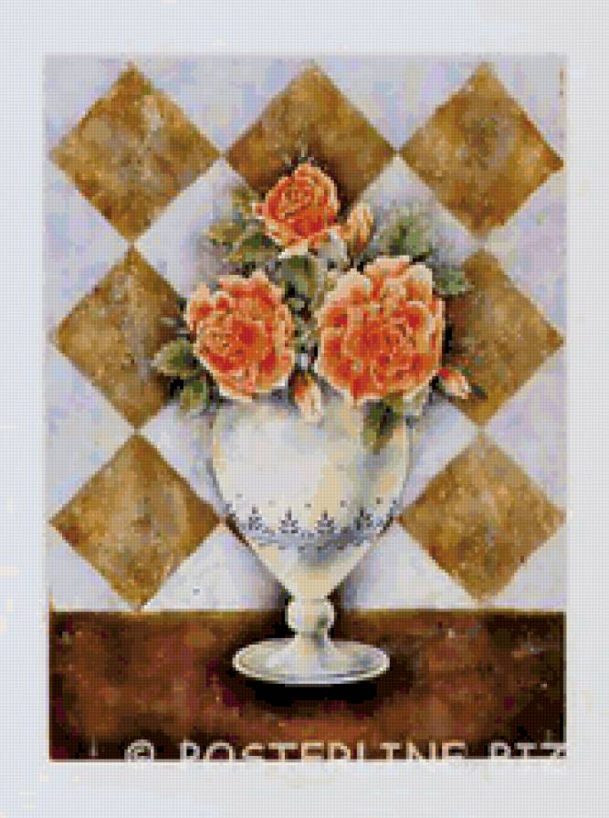 Натюрморт - цветы, ваза, букет, панно - предпросмотр