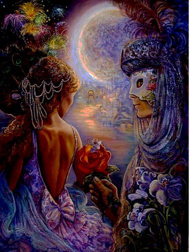 картины жозефины уолл - фентези, маска, пара - оригинал