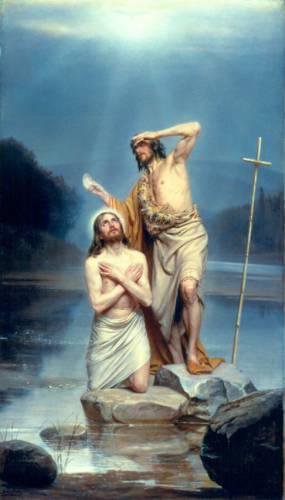 Иисус и Иоан Креститель - религия, картина, живопись - оригинал