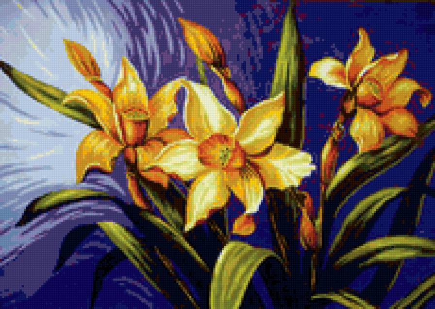 Красивые нарциссы - букет, нарциссы, цветы - предпросмотр