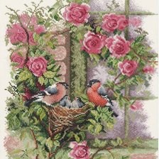 Оригинал схемы вышивки «Гнездо в розах у окна» (№41153)
