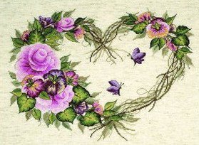 Цветочное сердце - цветы, розы, узор - оригинал