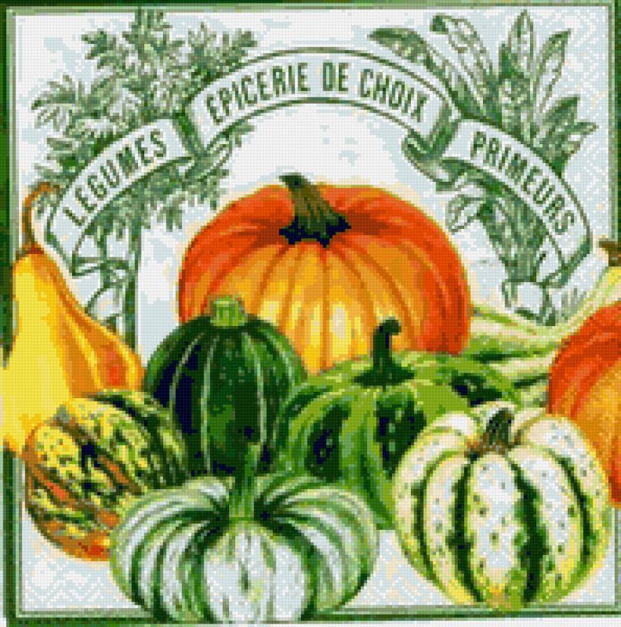 Тыква - осень, осенняя картина, овощи, груши, тыква, урожай, ягоды - предпросмотр