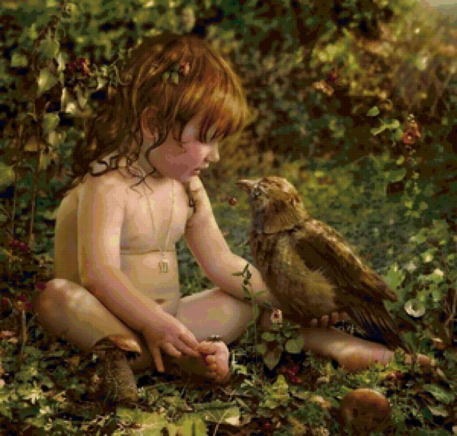 Наши дети - пейзаж, фэнтези, птицы, живопись, дети - предпросмотр