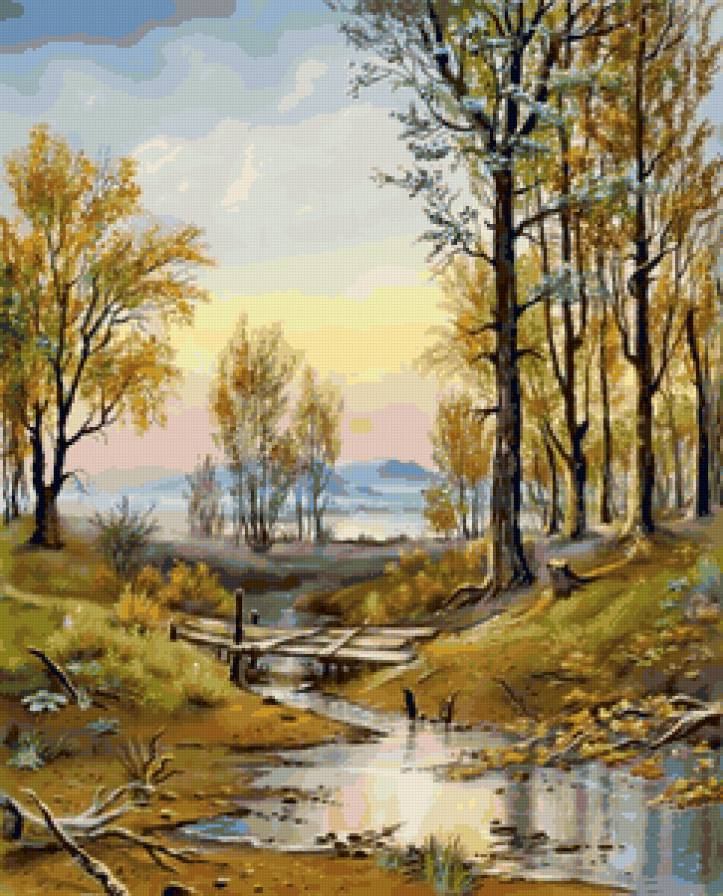 осенний пейзаж - ручей, лес, природа, осень - предпросмотр