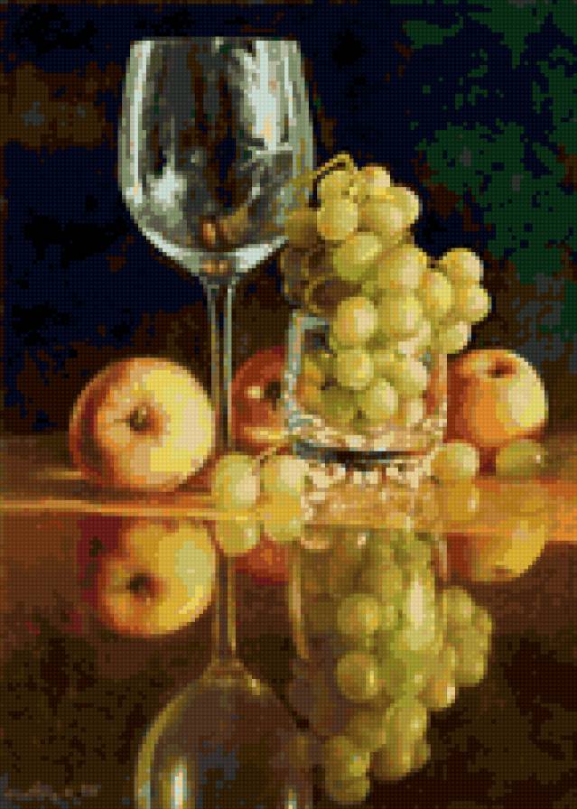 бокал и фрукты - натюрморт - предпросмотр