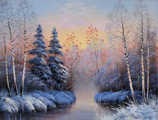 зимний пейзаж - лес, зима - оригинал