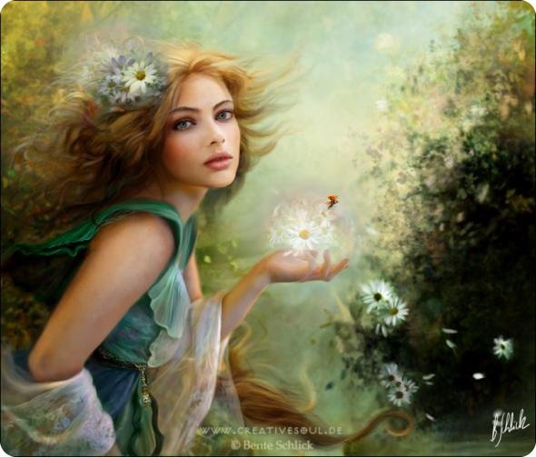 №44972 - природа, цветы, девушка - оригинал