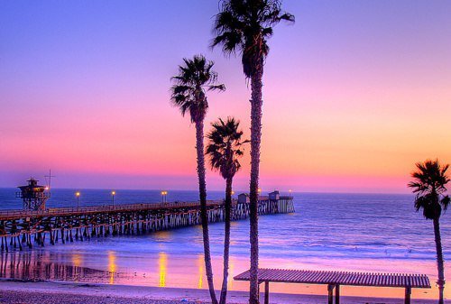 Закат в Сансет бич - мост, закат, пейзаж, море - оригинал
