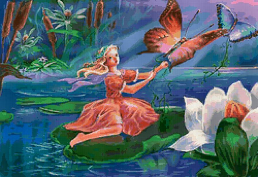 Дюьмовочка - сказка, живопись, пейзаж - предпросмотр